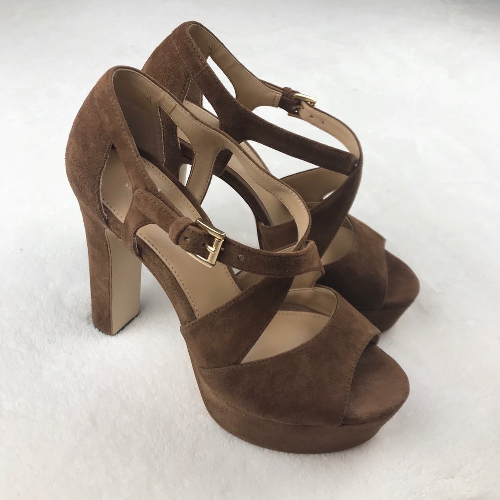 Michael Kors suede platform retro vibe sandals